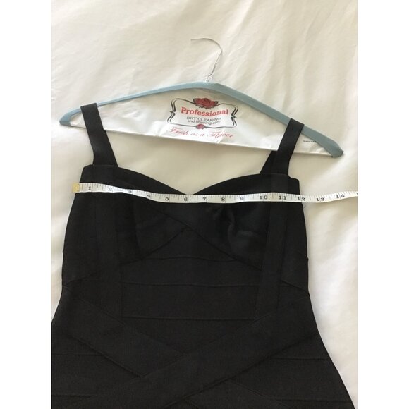 TOXIC ENVY BOUTIQUE-- WOMENS BLACK THICK STRETCHY MIDI BANDAGE DRESS SIZE LARGE - Picture 6 of 7